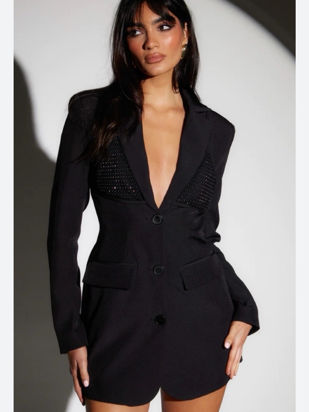 SLA the label Black London Dimante Bralet Blazer‎ Dress Size Small NWT